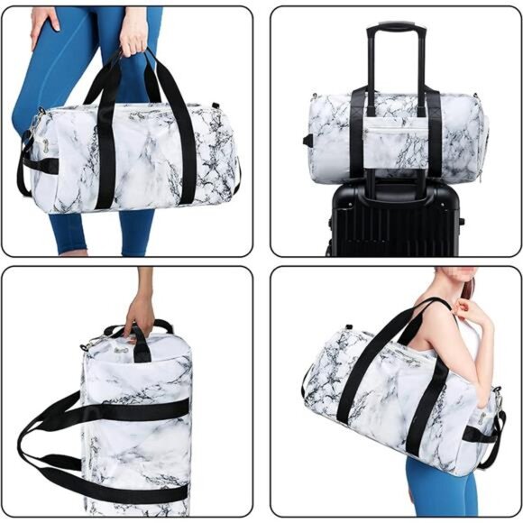 Sport Gym Duffle Bag Travel Duffel Bag Men Women with Shoe Compartment Wet Pocke - Picture 3 of 7